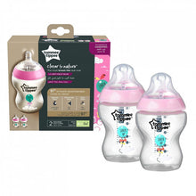 Load image into Gallery viewer, Tommee Tippee Closer to Nature Baby Bottle Decorated Pink, X2 Bottles, 260 ml
