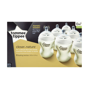 Tommee Tippee Closer to Nature Clear Bottles, 260 ml, Pack of 6