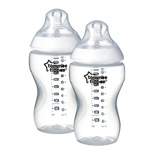 Tommee Tippee Closer to Nature Clear Bottles, 340 ml, +3 Months, 2-Pack