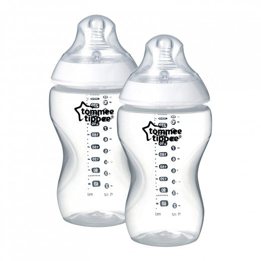 Tommee Tippee Closer to Nature Clear Bottles, 340 ml, +3 Months, 2-Pack