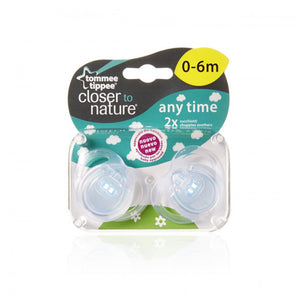 Tommee Tippee Anytime Soother ( 0-6 Months ), X2, White