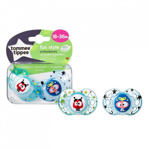 Tommee Tippee Fun Soother, 18-36 Months, Blue, 2-Pack