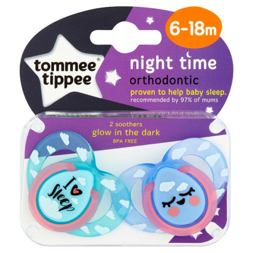 Tommee Tippee Night Soothers 6-18 month, 2-Pack