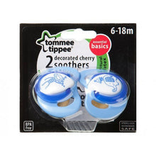 Load image into Gallery viewer, Tommee Tippee Basics Decorated Cherry Soothers 6-18 months X2
