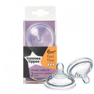 Tommee Tippee Advanced Comfort Fast Teats, +6 Months, 2-Pack