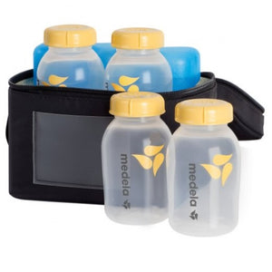 Medela Breastmilk Cooler Set with 4 Breast Milk Bottles