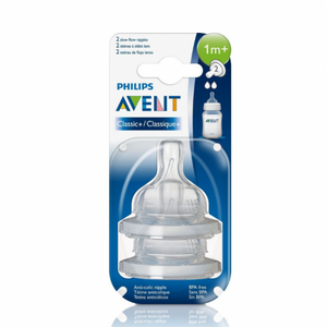 Philips Avent Classic Slow Flow Teats +1 month, 2 Holes