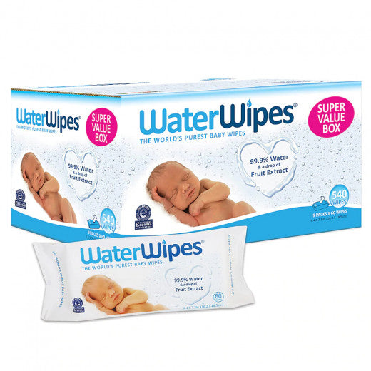 WaterWipes Baby Wipes Sensitive Newborn Skin, 540 Wipes (9 Packs of 60 Wipes)