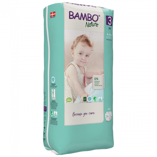 Bambo Nature Diapers Size 3 (4-8 Kg), 52 diapers