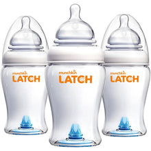 Load image into Gallery viewer, Munchkin Latch Bottle, 3-Pack, 240ml, Newborn, 2 bottle 0+ &amp; 1 bottle 3+
