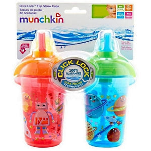 Munchkin Click Lock 9oz Decorated Flip Straw Cup - +12 Months - 2 Pack