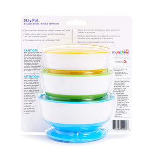 Munchkin Stay Put - Bowl with suction cup, 3 package, +6 Months