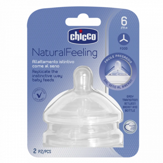 Chicco Natural Feeling Teat 6M+ Food Flow 2 Pcs