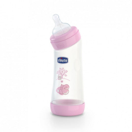 Chicco Bottle Well Being Angel, Girl 250ml Normal Silicone Nipple, Pink