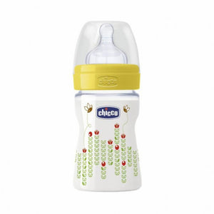 Chicco Wellbeing 150ml Glass Baby Bottle, Silicone Teat