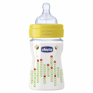 Chicco Wellbeing 150ml Glass Baby Bottle, Silicone Teat