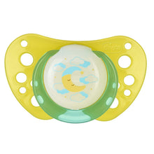 Load image into Gallery viewer, Chicco Physio Air Night Silicone Soothers, Yellow-Orange, +12 months, 2 Pieces
