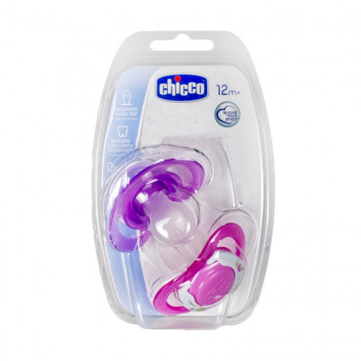 Chicco Physio Compact Silicone Soothers, Pink (6-12 months), 2 Pieces