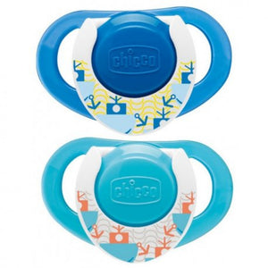 Chicco Physio Compact Silicone Soothers, Blue, +12 months, 2 Pieces