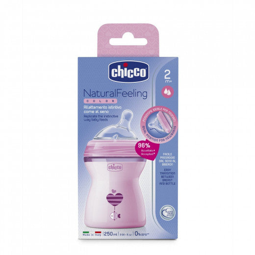 Chicco Natural Feeling Baby Bottle +2 months, 250 ml, Pink