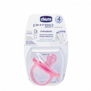 Chicco Physio Soft Soother Silicone +4 Months 1 Piece, Pink