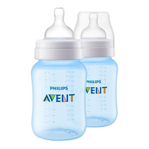 Philips Avent Classic Plus Feeding Bottle 2 Pack 260 ml, Blue, 1+ Months