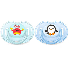 Load image into Gallery viewer, Philips Avent Classic pacifier, Crab &amp; Penguin, 2 Pack, 0-6 Months
