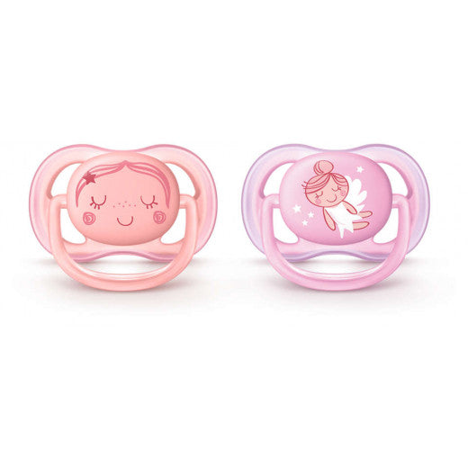 Philips Avent Ultra Air Pacifier, 2 Pack, Pink, Blue, 0-6 Months