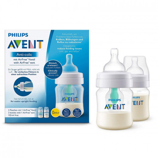 Philips Avent - AirFree Anti Colic Bottles - Pack Of 2 - 125 Ml - Pack Of 2, 0+ Month