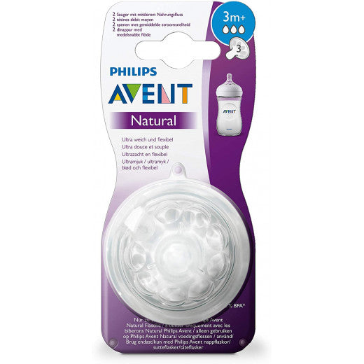 Philips Avent Natural Nipple 2 Pack, +3 Months