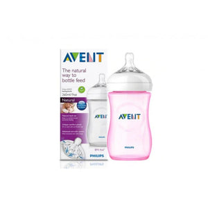 Philips Avent Natural Baby Bottle 260 ml single, Pink, 1 Pack, 0+ Months