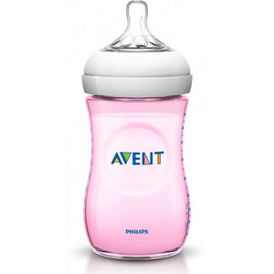 Philips Avent Natural Baby Bottle 260 ml single, Pink, 1 Pack, 0+ Months