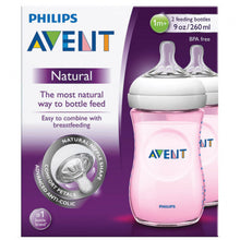 Load image into Gallery viewer, Philips Avent Natural Baby Bottle Slow Flow Teat 260 ml Pink, Pack of 2, 1+ Months
