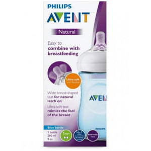 Philips Avent Natural Baby Bottle 260 ml single, 1 Pack, Blue, 0+ Months