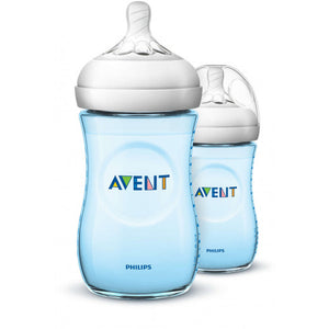 Philips Avent Natural Baby Bottle Slow Flow teat 260 ml, Blue Pack of 2, 1+ Months