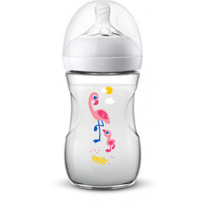 Philips Avent Natural Baby Bottle 260 ml single, Flamingo, 0+ Months