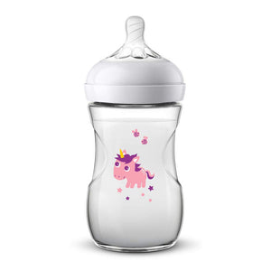 Philips Avent Natural Baby Bottle 260 ml single, Unicorn, 0+ Months