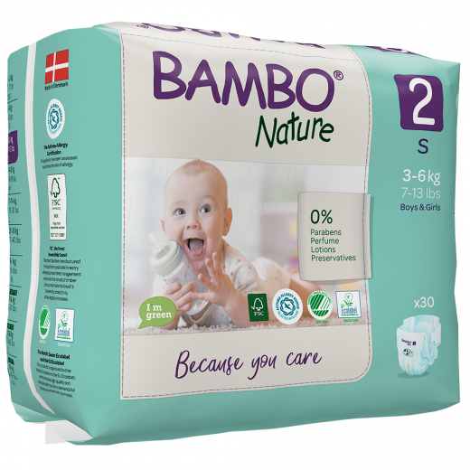 Bambo Nature Diapers Size 2 (3-6 kg), 30 diapers