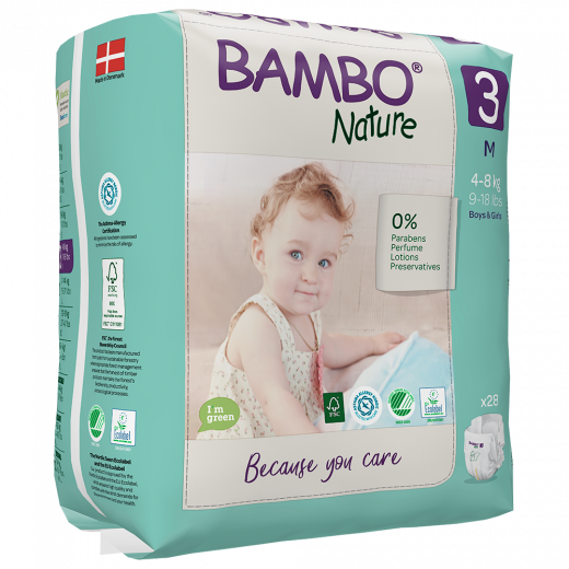 Bambo Nature Diapers Size 3 (4-8 Kg), 28 diapers