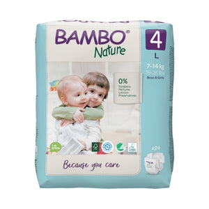 Bambo Nature Diapers Size 4 (7-14 Kg), 24 diapers