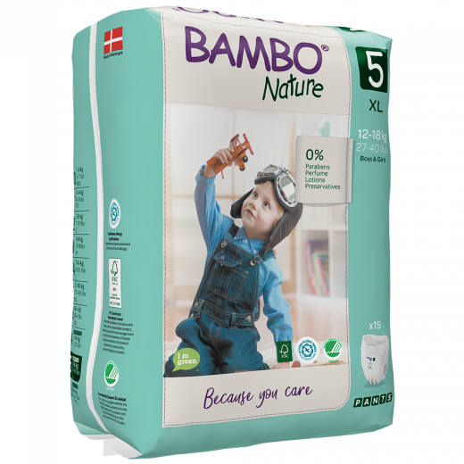 Bambo Nature Pants Size 5 (12-18 Kg), 19 diapers